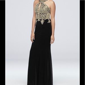 Black velvet and gold gown